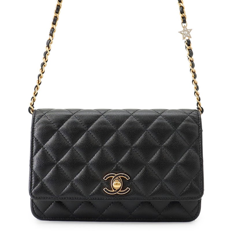 シャネル チェーンウォレット マトラッセ ココマーク キャビアスキン AP3694 CHANEL 2024クルーズ 財布 黒