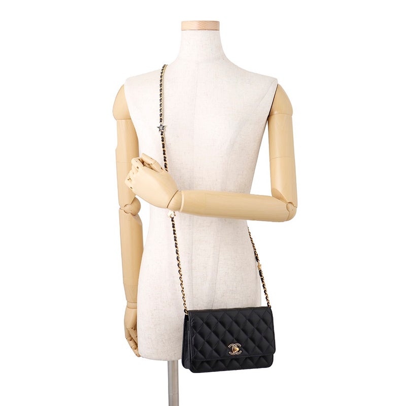 シャネル チェーンウォレット マトラッセ ココマーク キャビアスキン AP3694 CHANEL 2024クルーズ 財布 黒