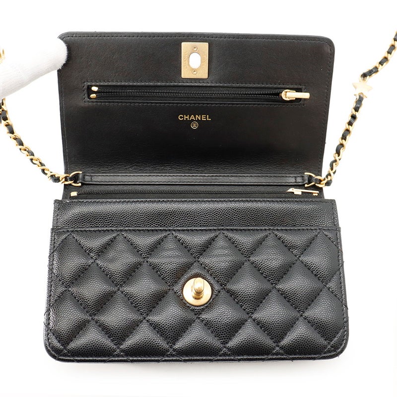 シャネル チェーンウォレット マトラッセ ココマーク キャビアスキン AP3694 CHANEL 2024クルーズ 財布 黒