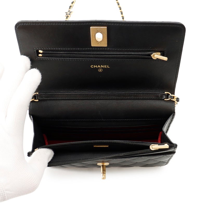 シャネル チェーンウォレット マトラッセ ココマーク キャビアスキン AP3694 CHANEL 2024クルーズ 財布 黒