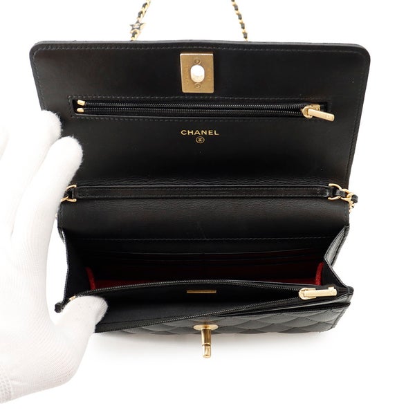 シャネル チェーンウォレット マトラッセ ココマーク キャビアスキン AP3694 CHANEL 2024クルーズ 財布 黒