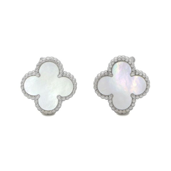 ヴァンクリーフ&アーペル ピアス ヴィンテージ アルハンブラ イヤリング マザーオブパール K18WGホワイトゴールド VCARF48600