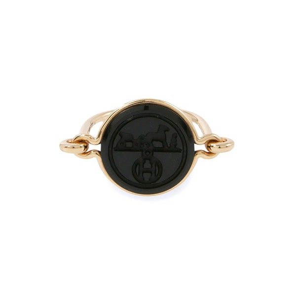 エルメス リング エクスリブリス リング ブラックジェイド 1P 5.42ct K18PGピンゴールド リングサイズ52 HERMES 指輪