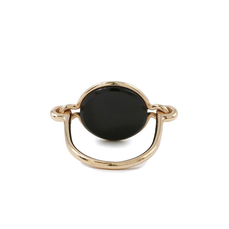 エルメス リング エクスリブリス リング ブラックジェイド 1P 5.42ct K18PGピンゴールド リングサイズ52 HERMES 指輪