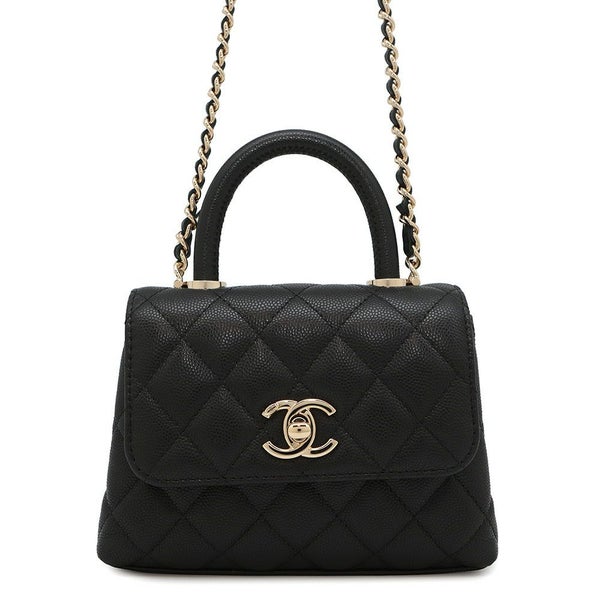 シャネル ハンドバッグ マトラッセ ココハンドル ミニミニ キャビアスキン AP4244 2wayチェーンショルダーバッグ 黒