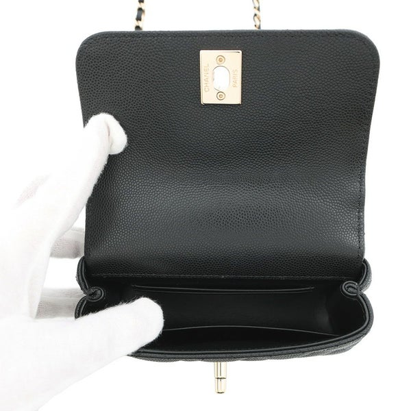 シャネル ハンドバッグ マトラッセ ココハンドル ミニミニ キャビアスキン AP4244 2wayチェーンショルダーバッグ 黒