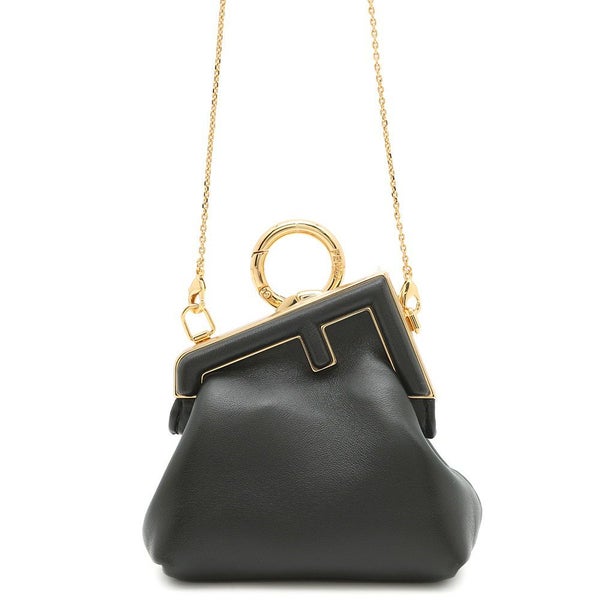 フェンディ チェーンウォレット ファースト ナノ チャーム ラムスキン 7AS051 FENDI コインケース 2way 黒