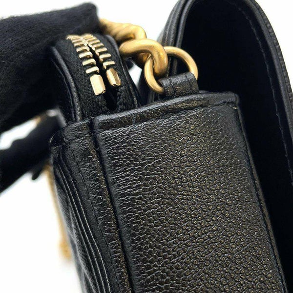 シャネル チェーンショルダーフォンケース ボーイシャネル  キャビアスキン AP3013 CHANEL ポシェット 黒