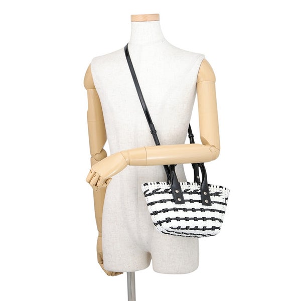 バレンシアガ ハンドバッグ パテントレザー ビストロXXS 678028 BALENCIAGA 2wayショルダーバッグ かごバッグ 黒 白