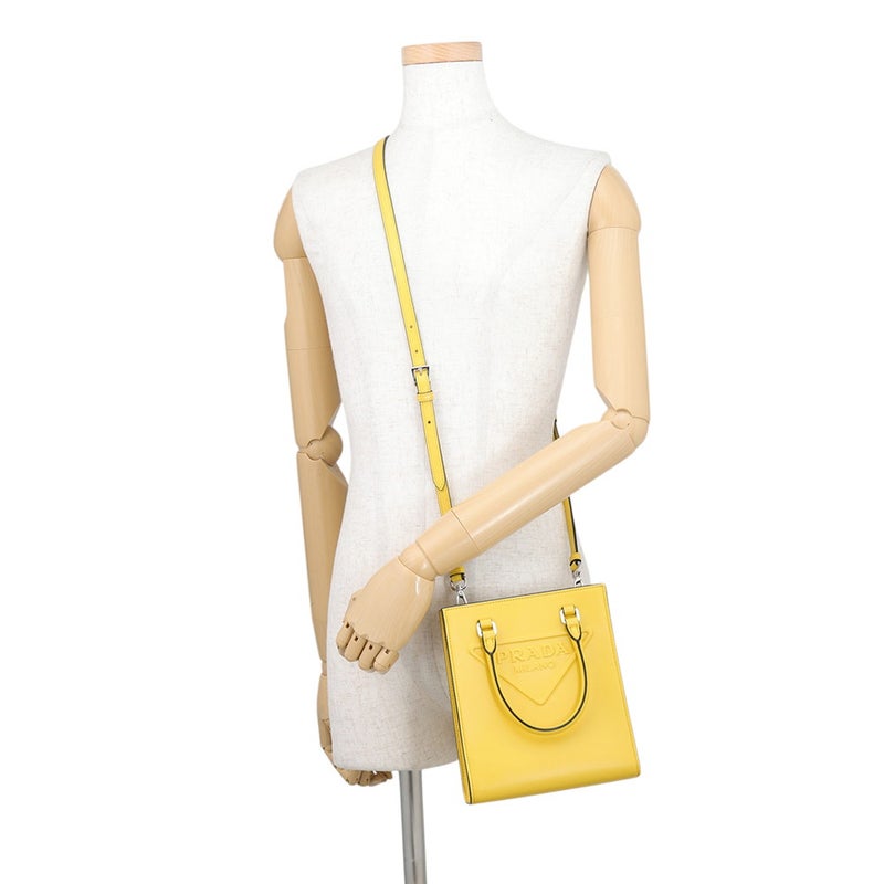 プラダ ハンドバッグ エンボス トライアングルロゴ ミニ レザー 1BA333 PRADA ２wayショルダー