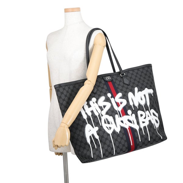 バレンシアガ トートバッグ グッチコラボ ザハッカープロジェクト グラフィテ ラージ 680127 BALENCIAGA GUCCI 黒