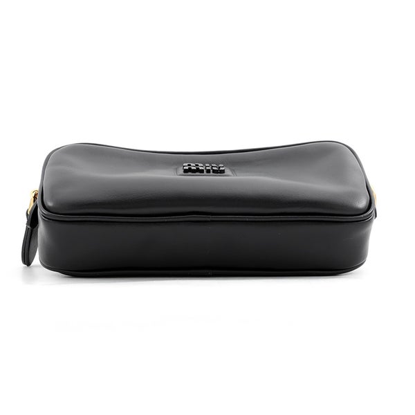 ミュウミュウ ウエストバッグ ロゴ ソフトカーフレザー DNP104 Miu Miu 黒 ボディバッグ