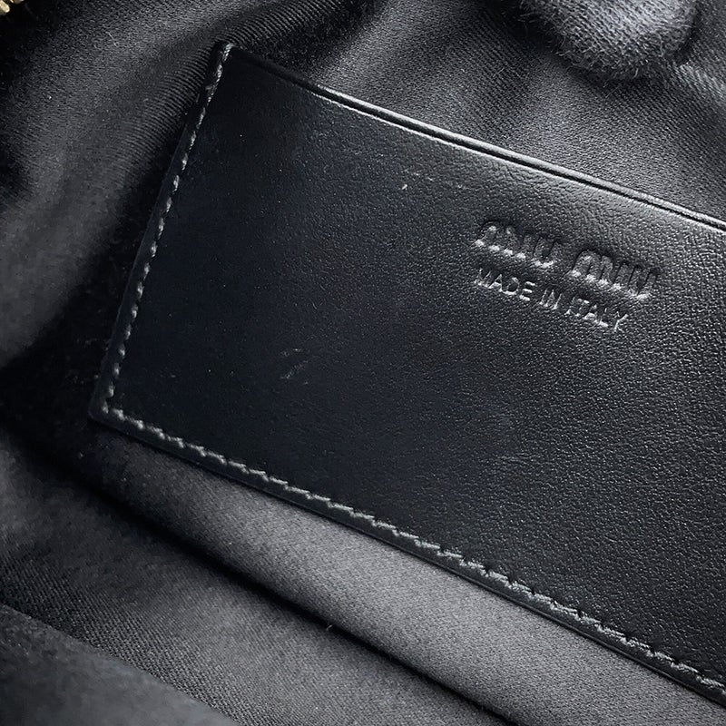 ミュウミュウ ウエストバッグ ロゴ ソフトカーフレザー DNP104 Miu Miu 黒 ボディバッグ