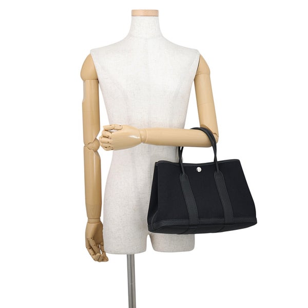 エルメス トートバッグ ガーデンパーティTPM ブラック/シルバー金具 トワルアッシュ/ネゴンダ G刻印 HERMES Garden Party