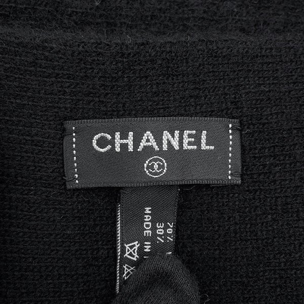 シャネル マフラー 大判ロゴ ウール カシミヤ CHANEL 黒