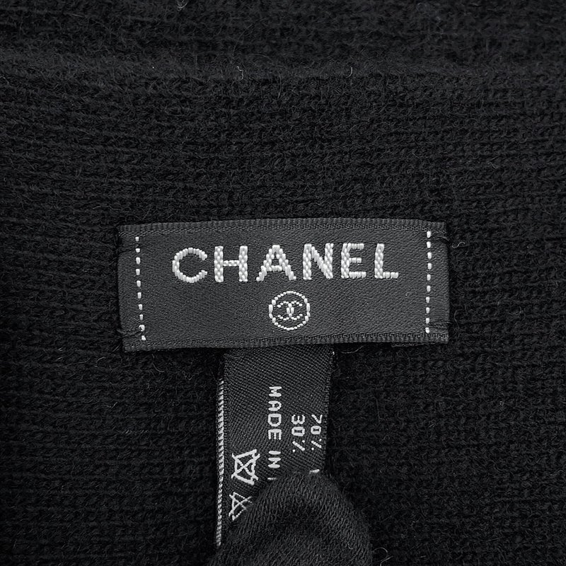 シャネル マフラー 大判ロゴ ウール カシミヤ CHANEL 黒
