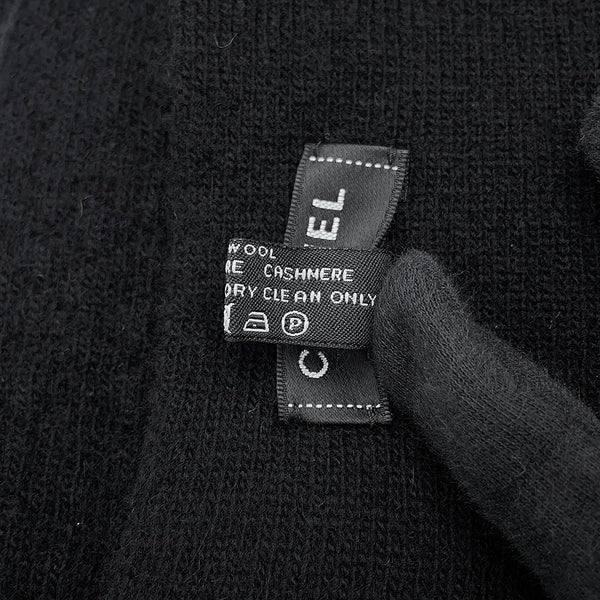 シャネル マフラー 大判ロゴ ウール カシミヤ CHANEL 黒