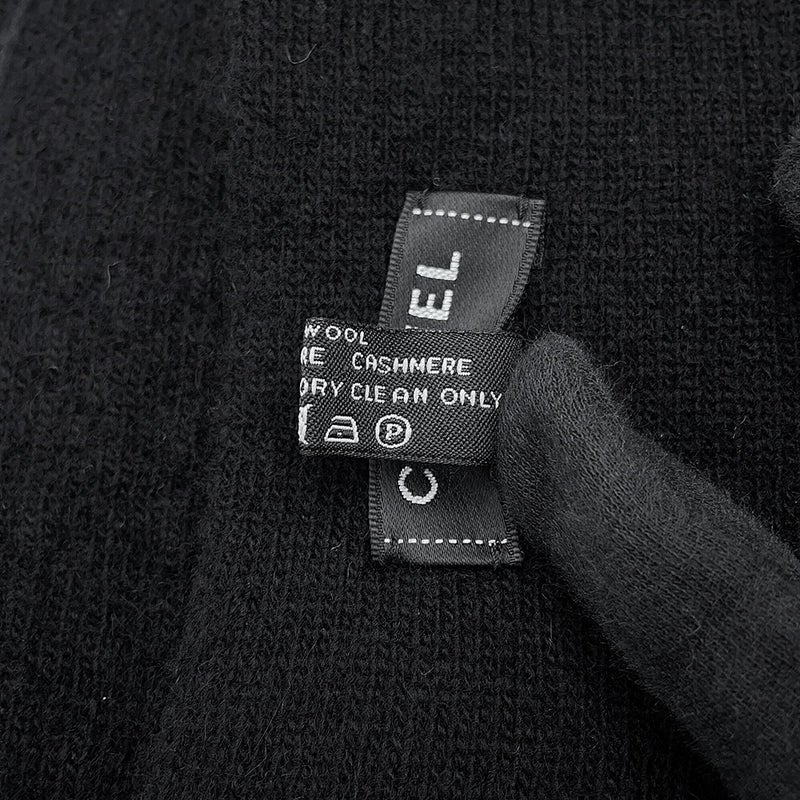 シャネル マフラー 大判ロゴ ウール カシミヤ CHANEL 黒