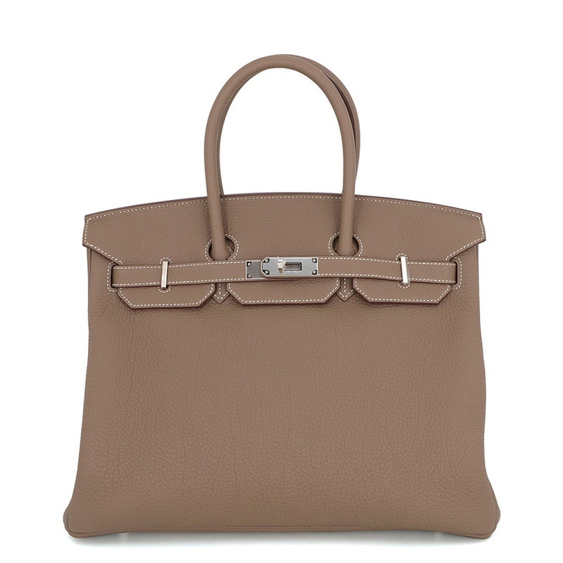 エルメス バーキン35 エトゥープ/シルバー金具 トゴ B刻印 HERMES Birkin ハンドバッグ