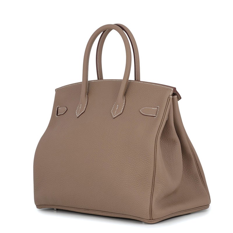 エルメス バーキン35 エトゥープ/シルバー金具 トゴ B刻印 HERMES Birkin ハンドバッグ