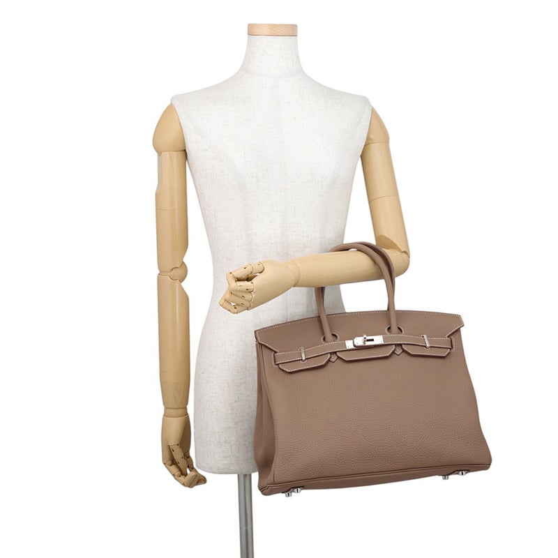 エルメス バーキン35 エトゥープ/シルバー金具 トゴ B刻印 HERMES Birkin ハンドバッグ