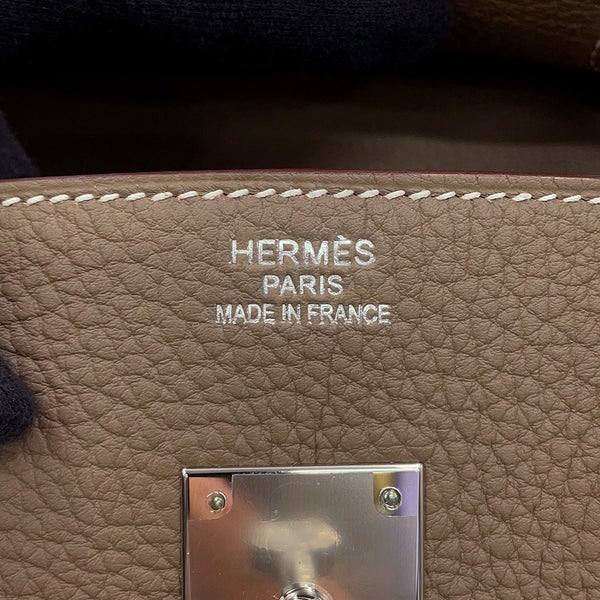 エルメス バーキン35 エトゥープ/シルバー金具 トゴ B刻印 HERMES Birkin ハンドバッグ