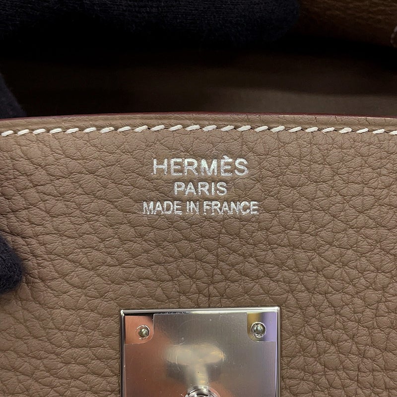 エルメス バーキン35 エトゥープ/シルバー金具 トゴ B刻印 HERMES Birkin ハンドバッグ