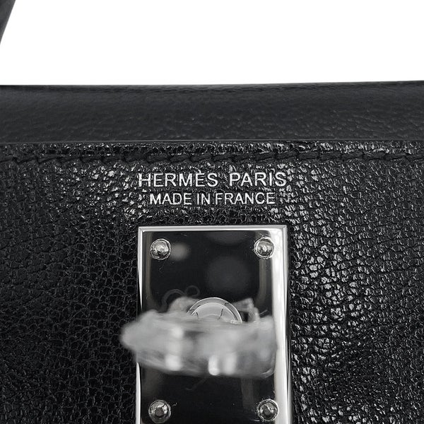 エルメス ハンドバッグ ミニケリー2 外縫い ブラック/シルバー金具 シェブルシャムキラ G刻印 HERMES Kelly 2wayバッグ 黒