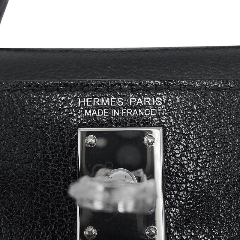 エルメス ハンドバッグ ミニケリー2 外縫い ブラック/シルバー金具 シェブルシャムキラ G刻印 HERMES Kelly 2wayバッグ 黒