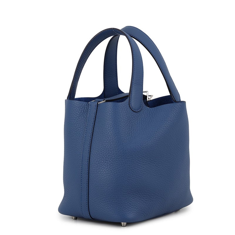 エルメス ハンドバッグ ピコタンロックPM ブルータイ/シルバー金具 トリヨンクレマンス G刻印 HERMES トートバッグ