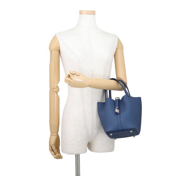 エルメス ハンドバッグ ピコタンロックPM ブルータイ/シルバー金具 トリヨンクレマンス G刻印 HERMES トートバッグ