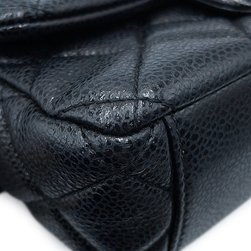シャネル チェーンショルダーバッグ ミニ マトラッセ ココマーク CCスネーク キャビアスキン AS5098 CHANEL 黒