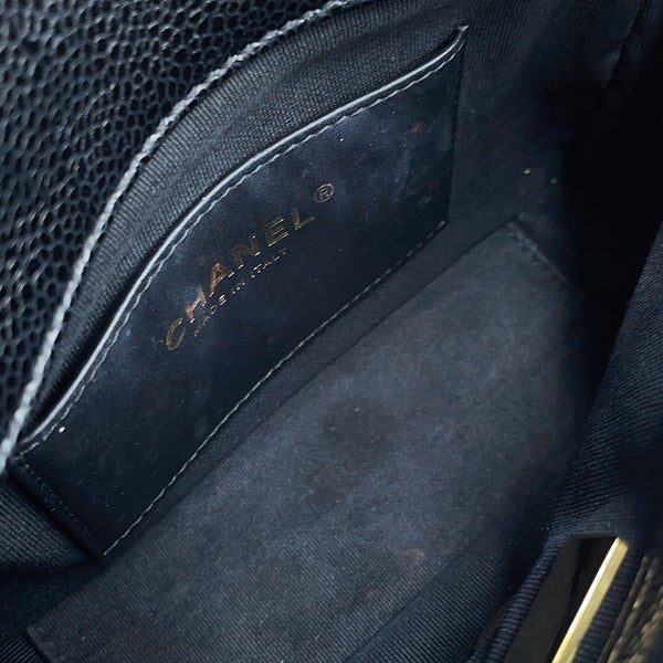 シャネル チェーンショルダーバッグ ミニ マトラッセ ココマーク CCスネーク キャビアスキン AS5098 CHANEL 黒