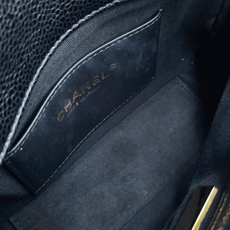 シャネル チェーンショルダーバッグ ミニ マトラッセ ココマーク CCスネーク キャビアスキン AS5098 CHANEL 黒