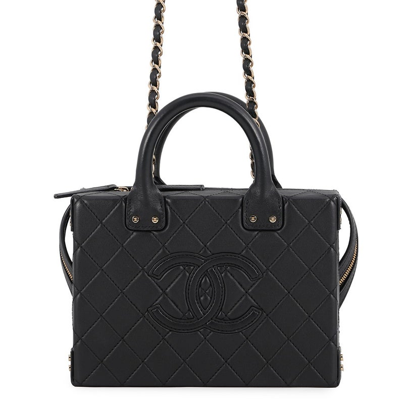 シャネル チェーンショルダーバッグ マトラッセ ココマーク バニティバッグ カーフレザー AS3345 CHANEL 黒