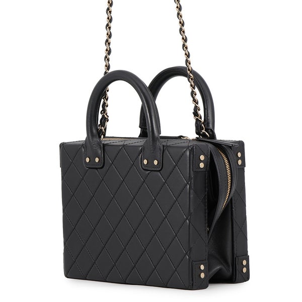 シャネル チェーンショルダーバッグ マトラッセ ココマーク バニティバッグ カーフレザー AS3345 CHANEL 黒