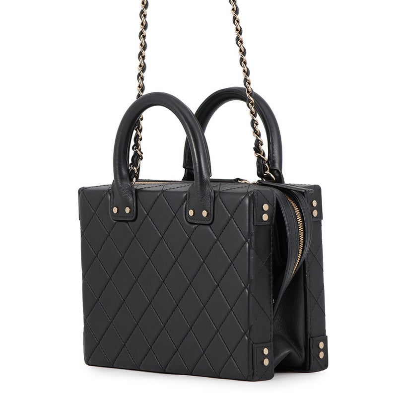 シャネル チェーンショルダーバッグ マトラッセ ココマーク バニティバッグ カーフレザー AS3345 CHANEL 黒