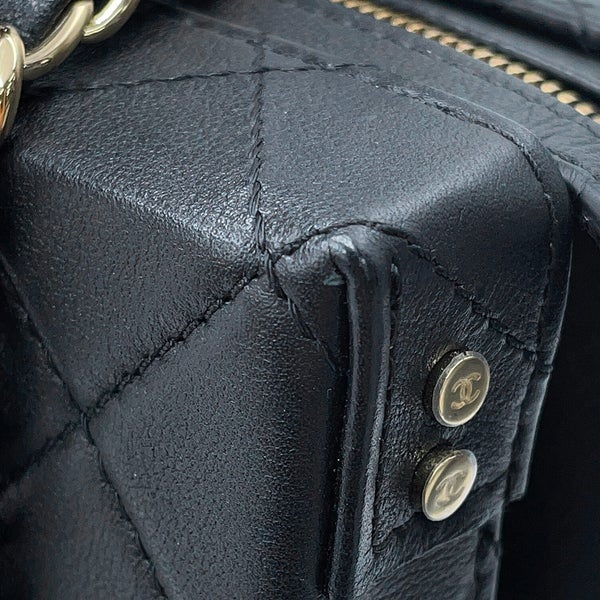 シャネル チェーンショルダーバッグ マトラッセ ココマーク バニティバッグ カーフレザー AS3345 CHANEL 黒