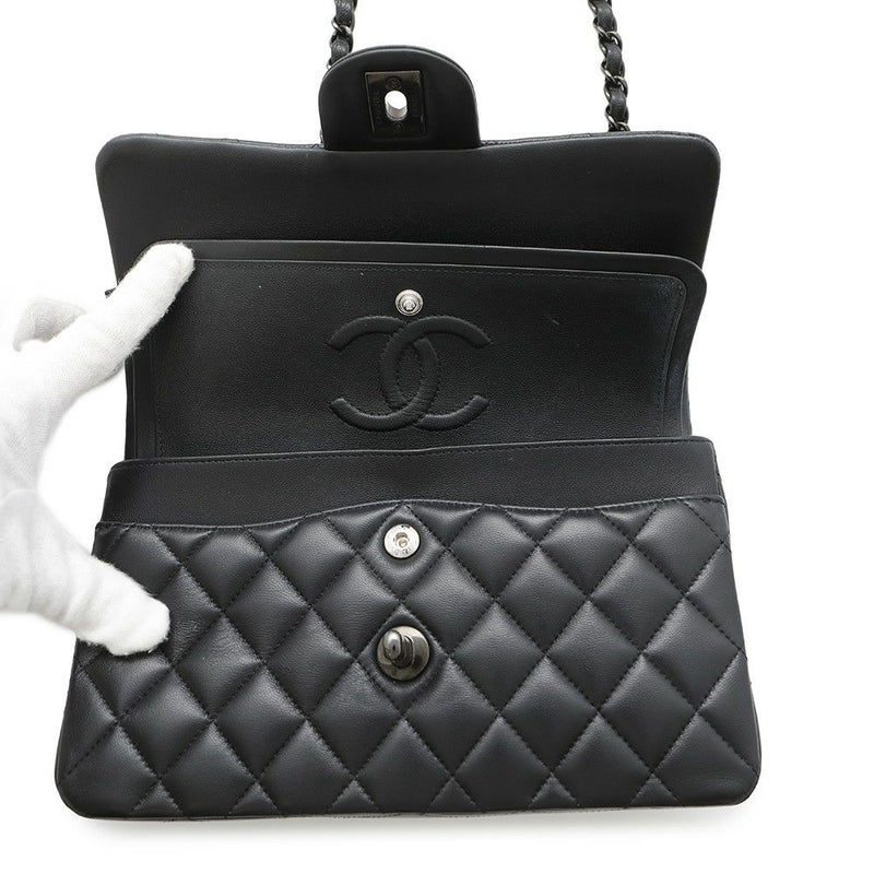 シャネル チェーンショルダーバッグ マトラッセ23 ココマーク ダブルチェーン ラムスキン A01113 CHANEL バッグ 黒