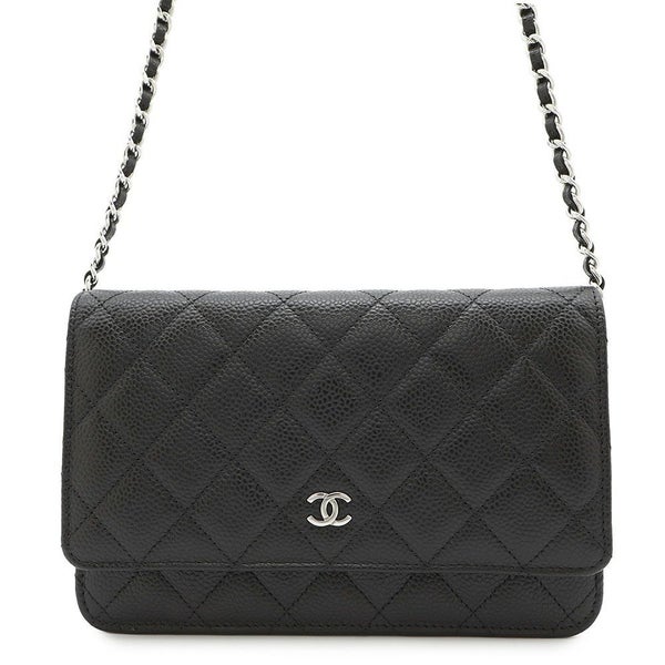 シャネル チェーンウォレット マトラッセ ココマーク キャビアスキン A33814 CHANEL 財布 黒