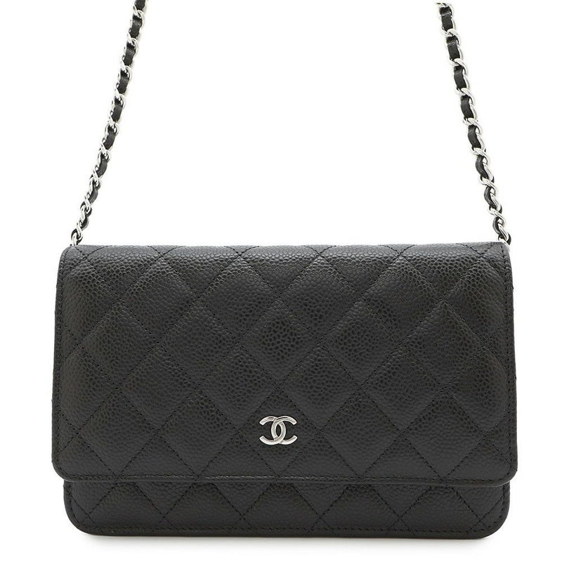 シャネル チェーンウォレット マトラッセ ココマーク キャビアスキン A33814 CHANEL 財布 黒