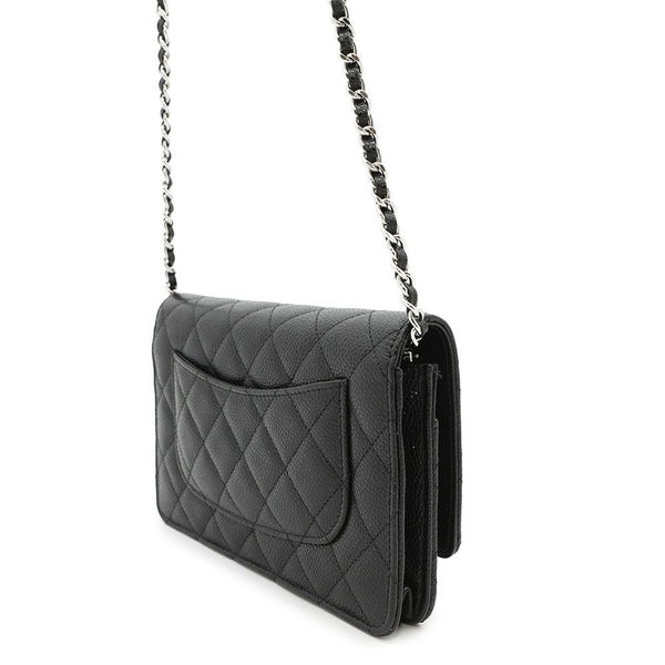 シャネル チェーンウォレット マトラッセ ココマーク キャビアスキン A33814 CHANEL 財布 黒