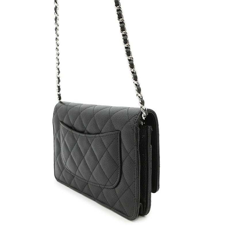 シャネル チェーンウォレット マトラッセ ココマーク キャビアスキン A33814 CHANEL 財布 黒
