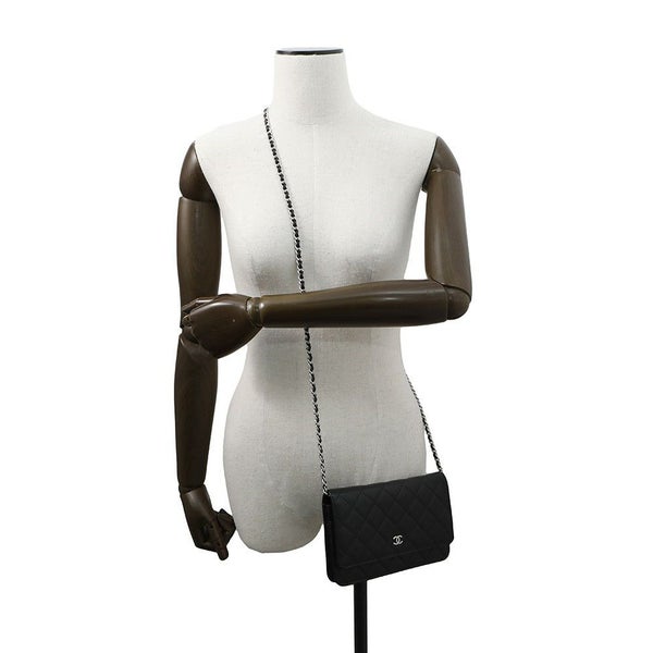 シャネル チェーンウォレット マトラッセ ココマーク キャビアスキン A33814 CHANEL 財布 黒