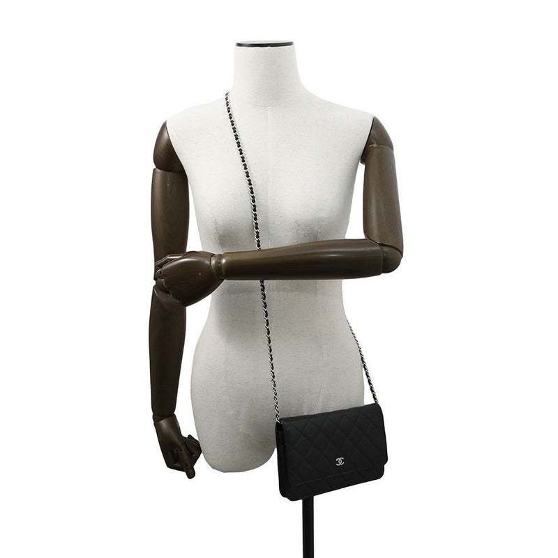 シャネル チェーンウォレット マトラッセ ココマーク キャビアスキン A33814 CHANEL 財布 黒