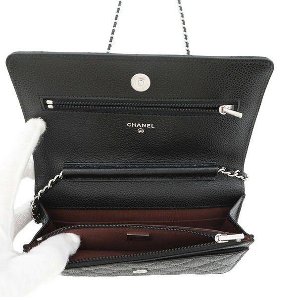 シャネル チェーンウォレット マトラッセ ココマーク キャビアスキン A33814 CHANEL 財布 黒