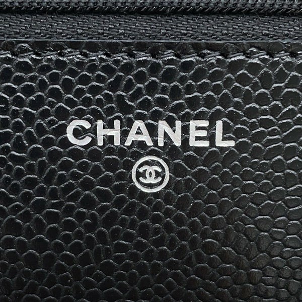 シャネル チェーンウォレット マトラッセ ココマーク キャビアスキン A33814 CHANEL 財布 黒