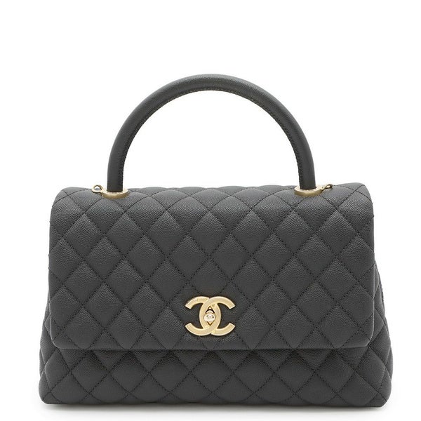 シャネル ハンドバッグ マトラッセ ココマーク ハンドル フラップ キャビアスキン A92991 黒