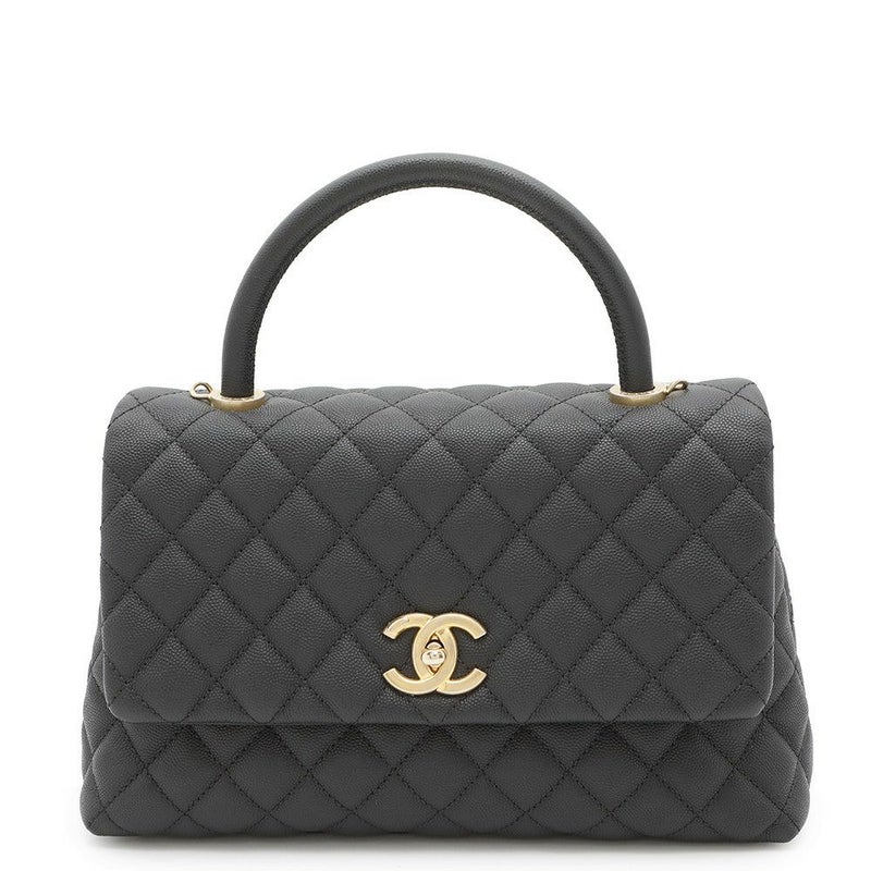 シャネル ハンドバッグ マトラッセ ココマーク ハンドル フラップ キャビアスキン A92991 黒