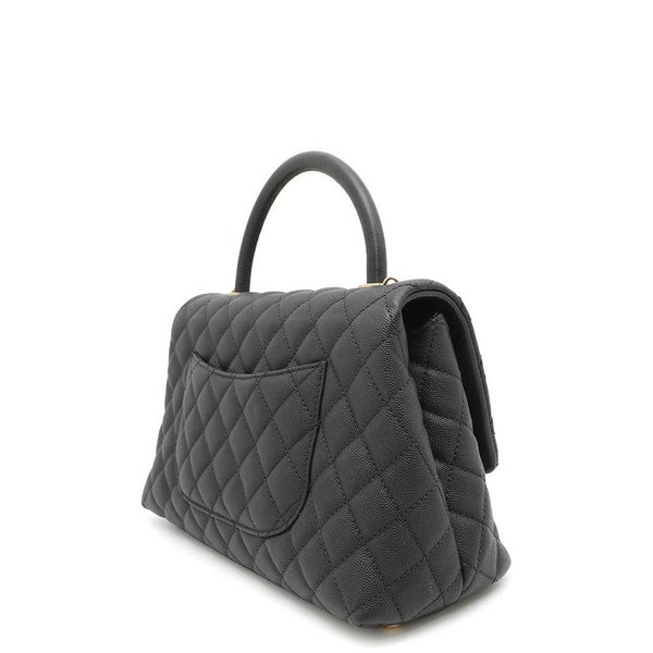 シャネル ハンドバッグ マトラッセ ココマーク ハンドル フラップ キャビアスキン A92991 黒